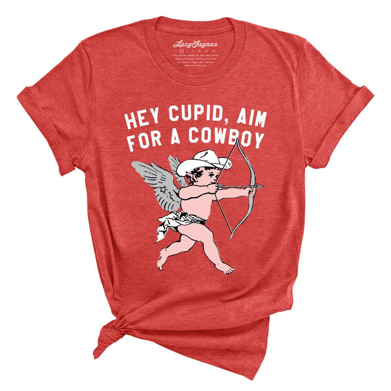 Cupid Aim For A Cowboy - Heather Red - Full Front