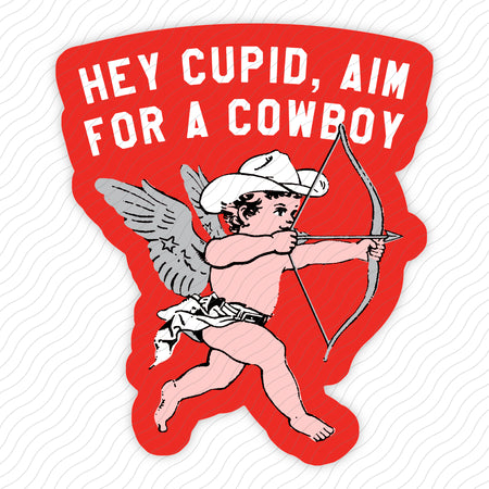 Cupid Aim For A Cowboy Sticker