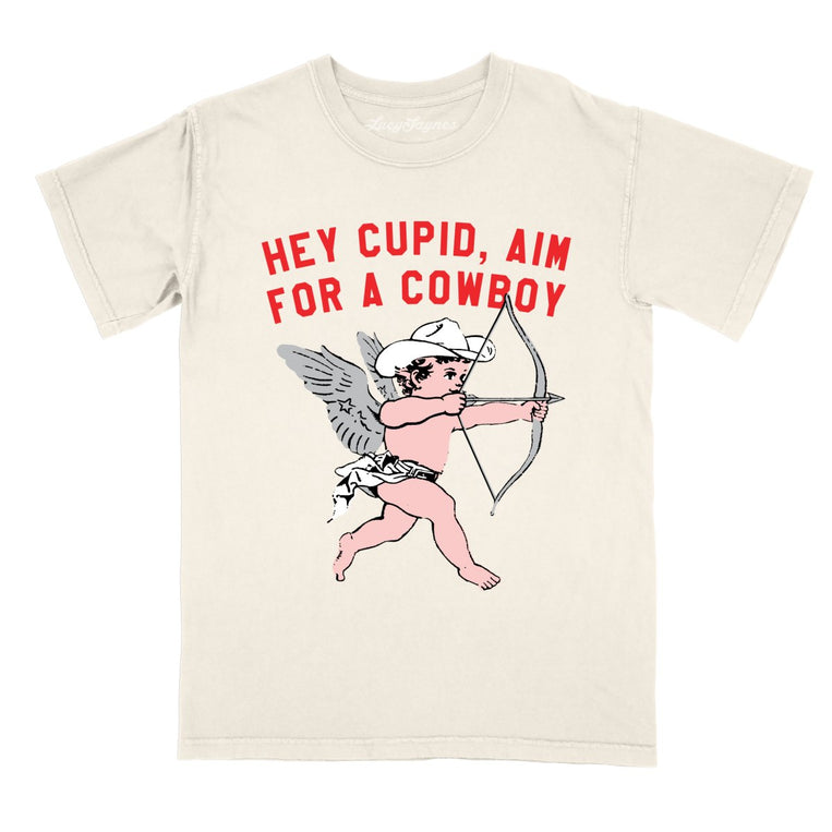 Cupid Aim For A Cowboy Comfort Colors Graphic Tee - Ivory