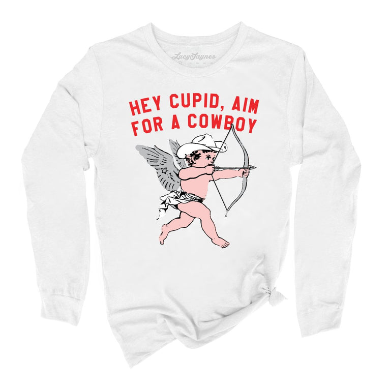 Cupid Aim For A Cowboy - White - Full Front