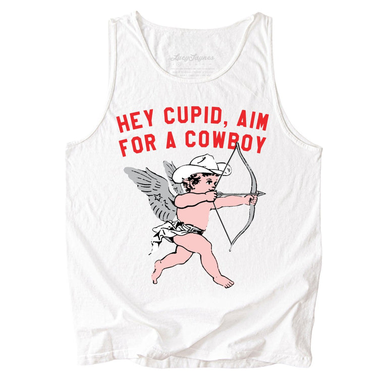 Cupid Aim For A Cowboy Comfort Colors Graphic Tank Top - White