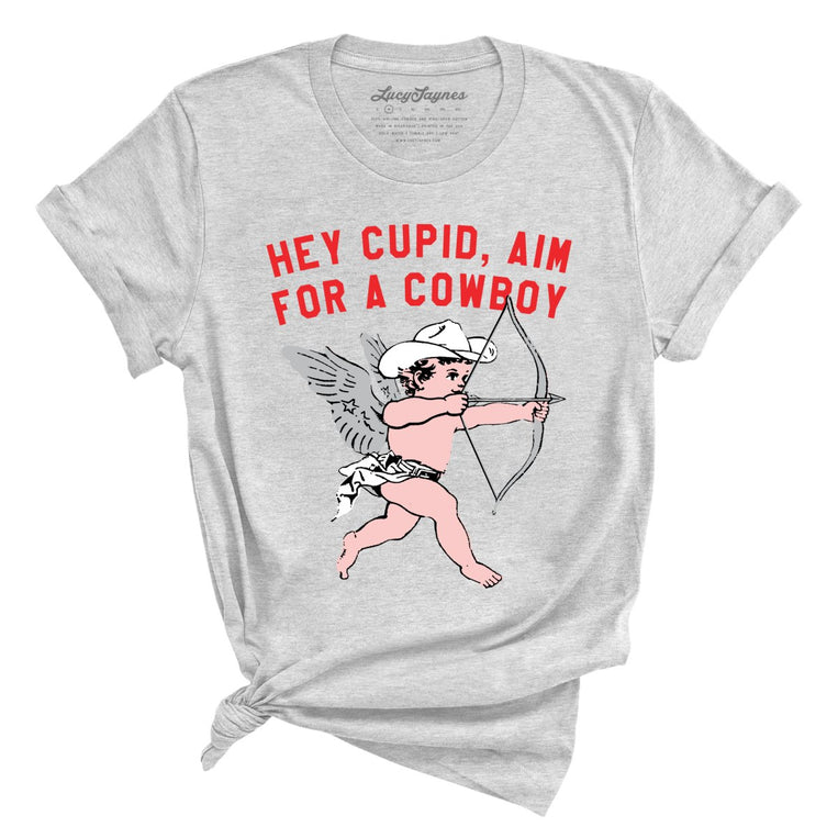 Cupid Aim For A Cowboy - Athletic Heather - Full Front