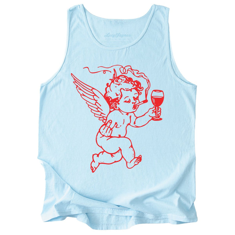 Cupid Don't Care Comfort Colors Graphic Tank Top - Chambray