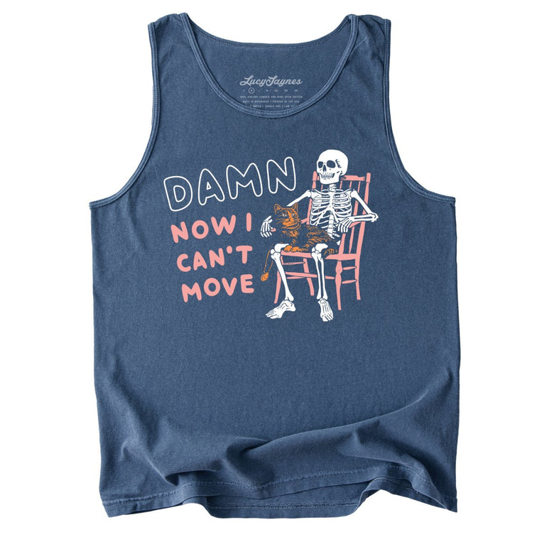 Damn Now I Can't Move Comfort Colors Graphic Tank Top - Denim