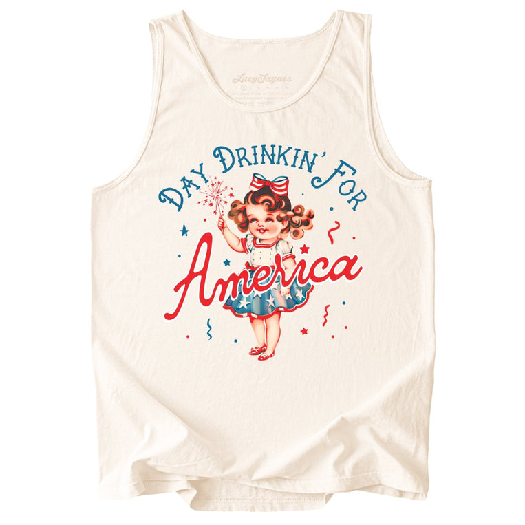 Day Drinkin' For America Comfort Colors Graphic Tank Top - Ivory