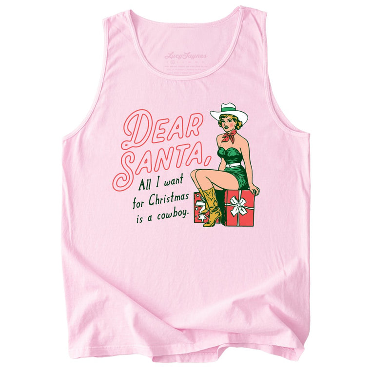 Dear Santa Cowboy Comfort Colors Graphic Tank Top - Blossom