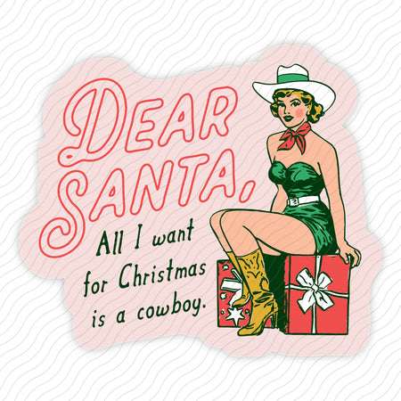 Dear Santa Cowboy Sticker