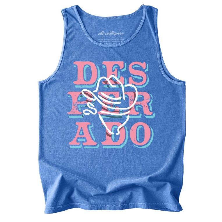 Desperado Comfort Colors Graphic Tank Top - Flo Blue