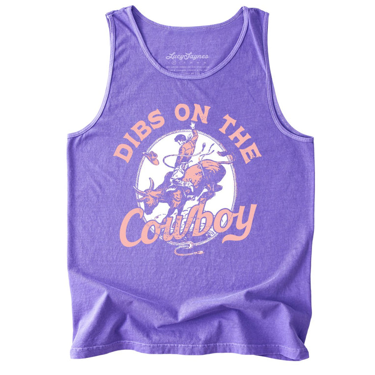 Dibs On The Cowboy Comfort Colors Graphic Tank Top - Violet