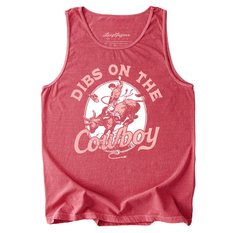 Dibs On The Cowboy Comfort Colors Graphic Tank Top - Crimson