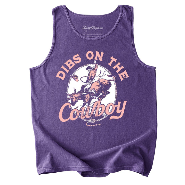 Dibs On The Cowboy Comfort Colors Graphic Tank Top - Grape