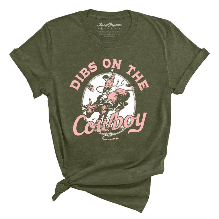 Dibs On The Cowboy - Heather Military Green - Full Front