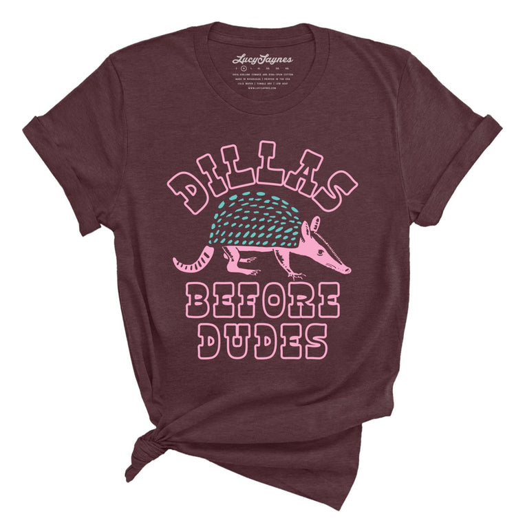 Dillas Before Dudes - Heather Maroon - Front