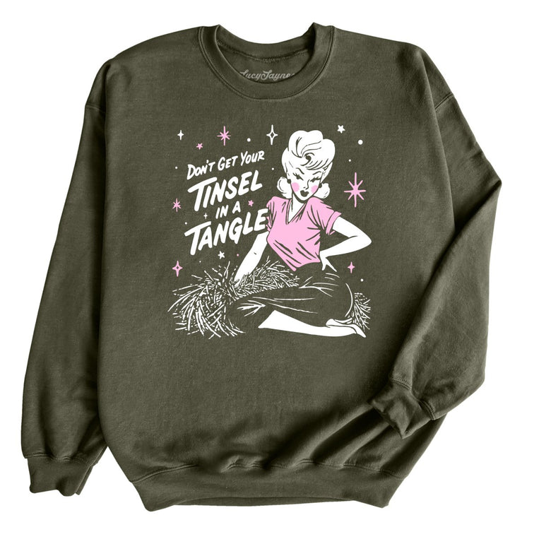 Don't Get Your Tinsel In A Tangle - Military Green - Unisex Sweatshirt