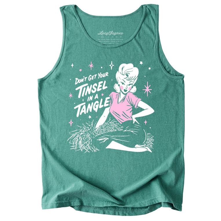 Don't Get Your Tinsel In A Tangle Tank Top - Light Green - Tank Top