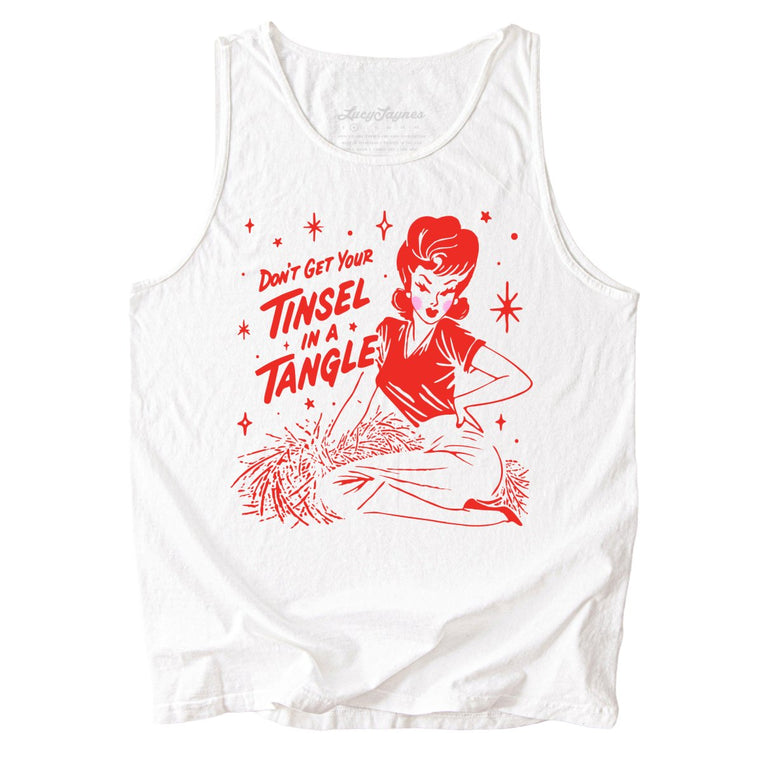 Don't Get Your Tinsel In A Tangle Tank Top - White - Tank Top