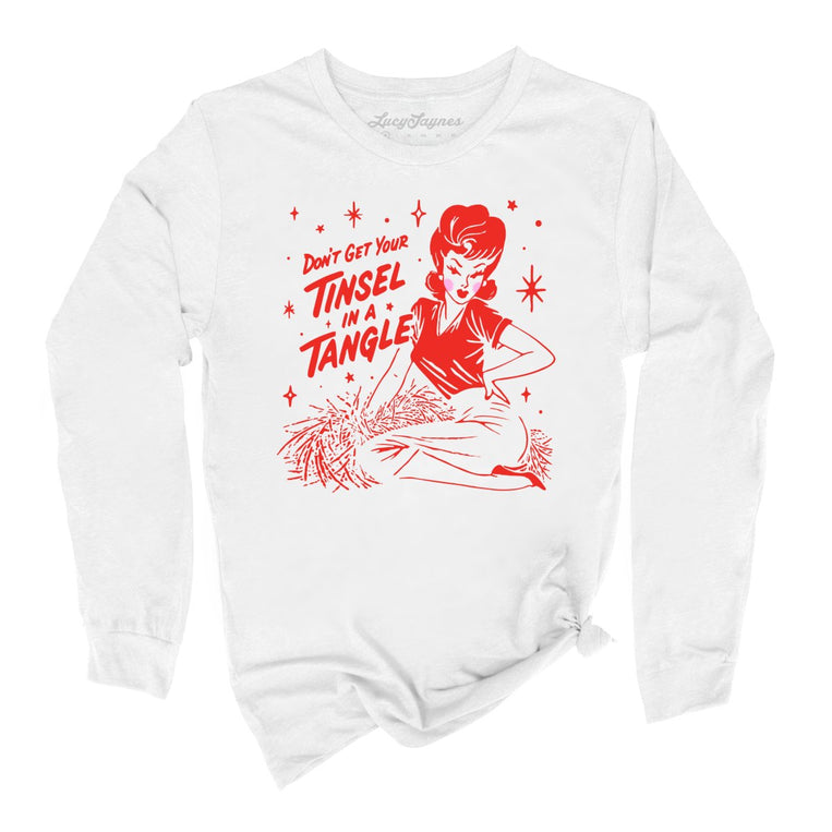 Don't Get Your Tinsel In A Tangle - White - Unisex Long Sleeve T-Shirt