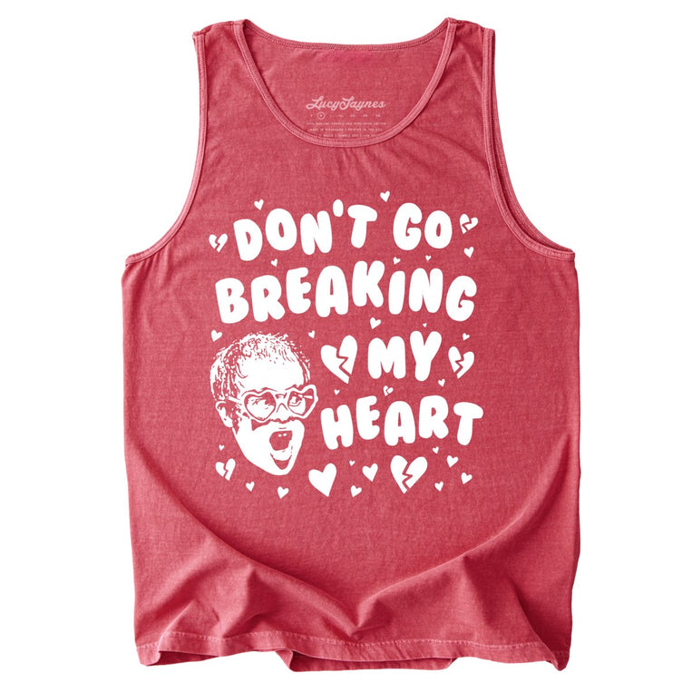 Don't Go Breaking My Heart Comfort Colors Graphic Tank Top - Crimson