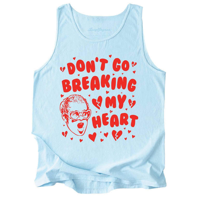 Don't Go Breaking My Heart Comfort Colors Graphic Tank Top - Chambray