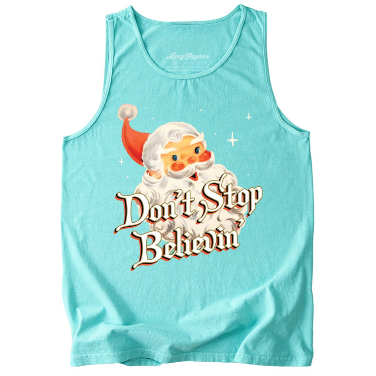 Don't Stop Believin' Comfort Colors Graphic Tank Top - Chalky Mint