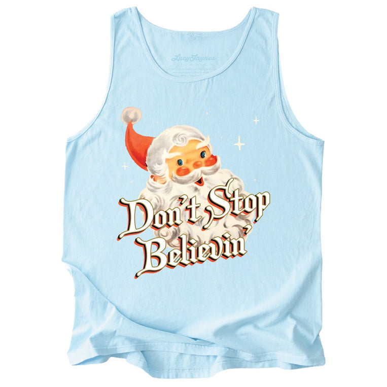 Don't Stop Believin' Comfort Colors Graphic Tank Top - Chambray