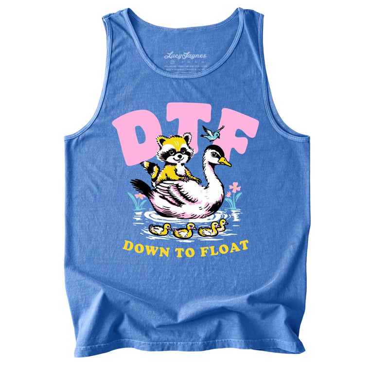 Down To Float Comfort Colors Graphic Tank Top - Flo Blue