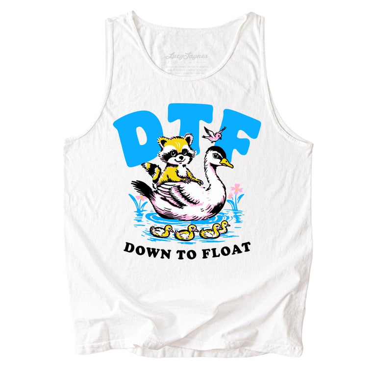 Down To Float Comfort Colors Graphic Tank Top - White