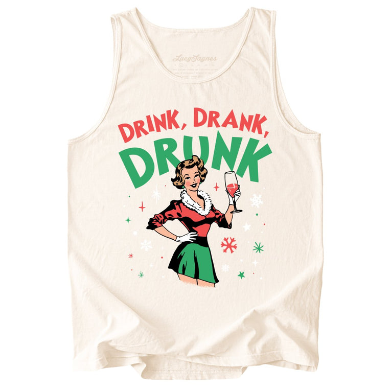 Drink Drank Drunk Comfort Colors Graphic Tank Top - Ivory