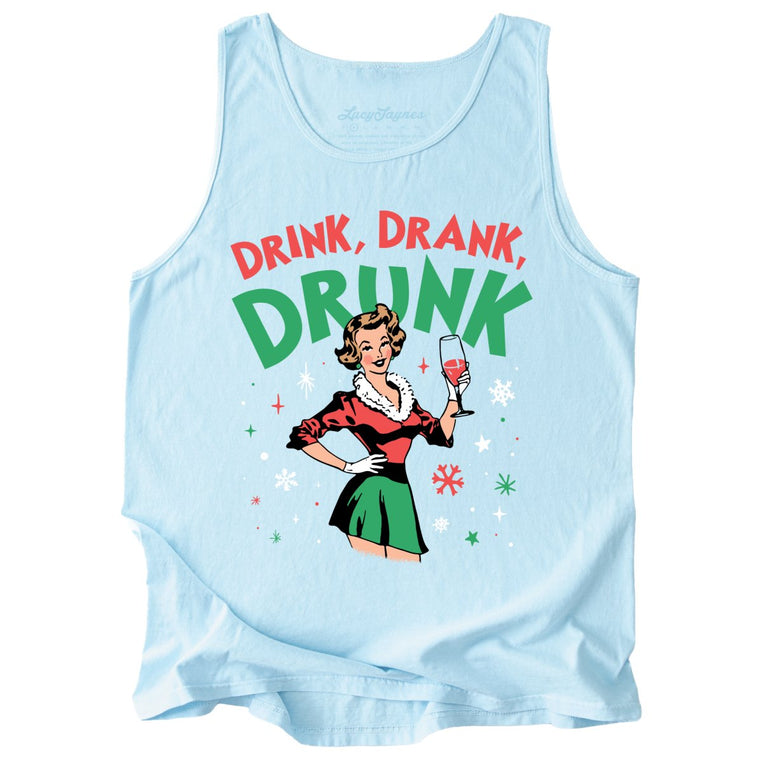 Drink Drank Drunk Comfort Colors Graphic Tank Top - Chambray