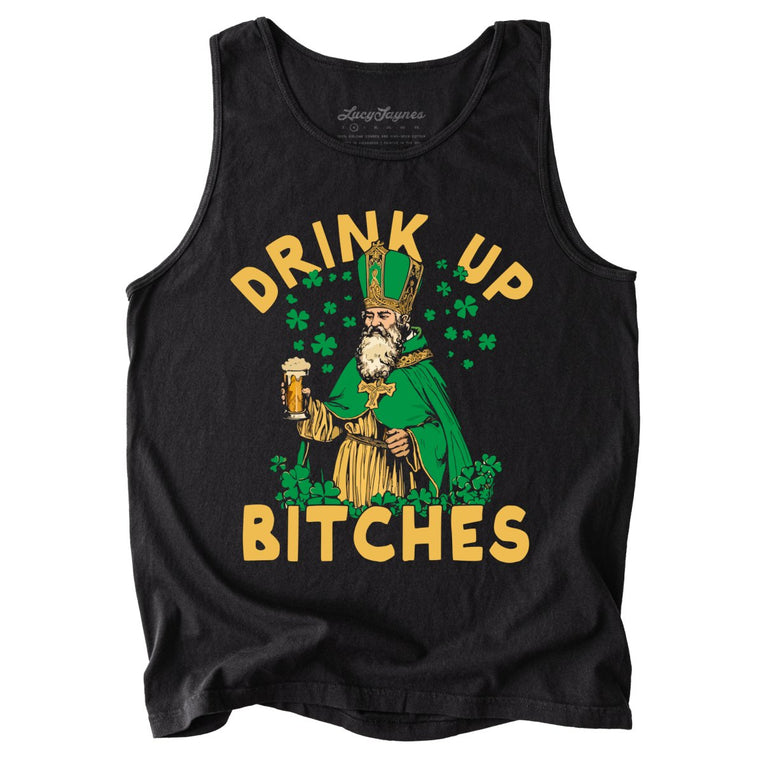 Drink Up Bitches Comfort Colors Graphic Tank Top - Black