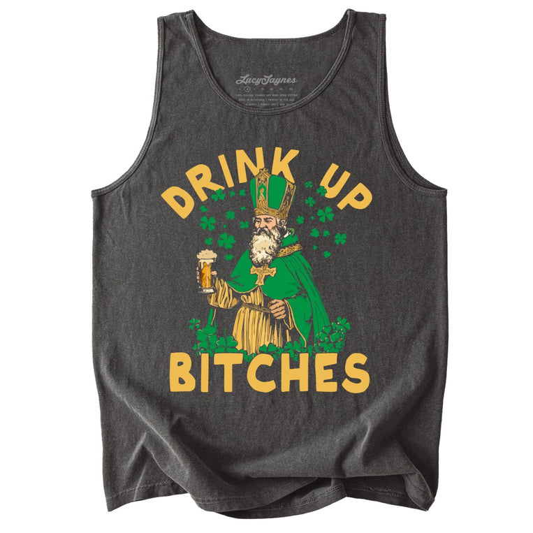 Drink Up Bitches Comfort Colors Graphic Tank Top - Pepper