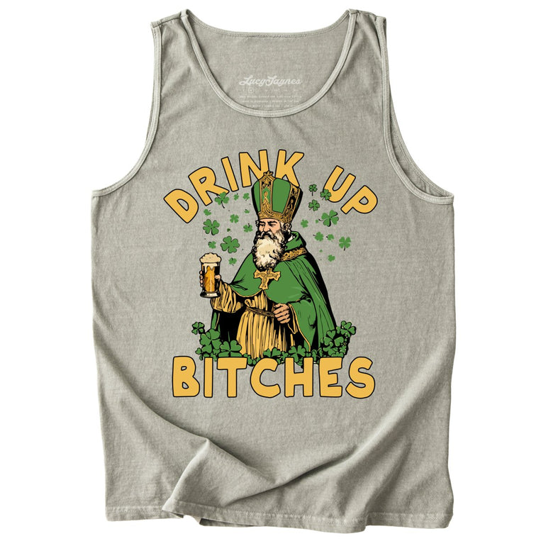 Drink Up Bitches Comfort Colors Graphic Tank Top - Sandstone