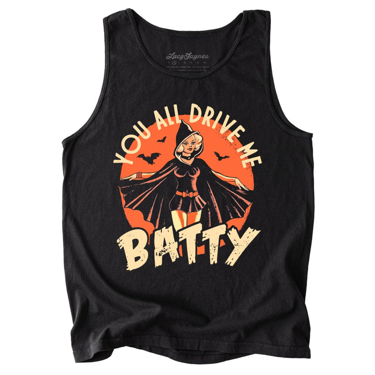 Drive Me Batty Comfort Colors Graphic Tank Top - Black