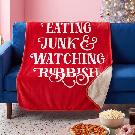 Eating Junk And Watching Rubbish Sherpa Blanket