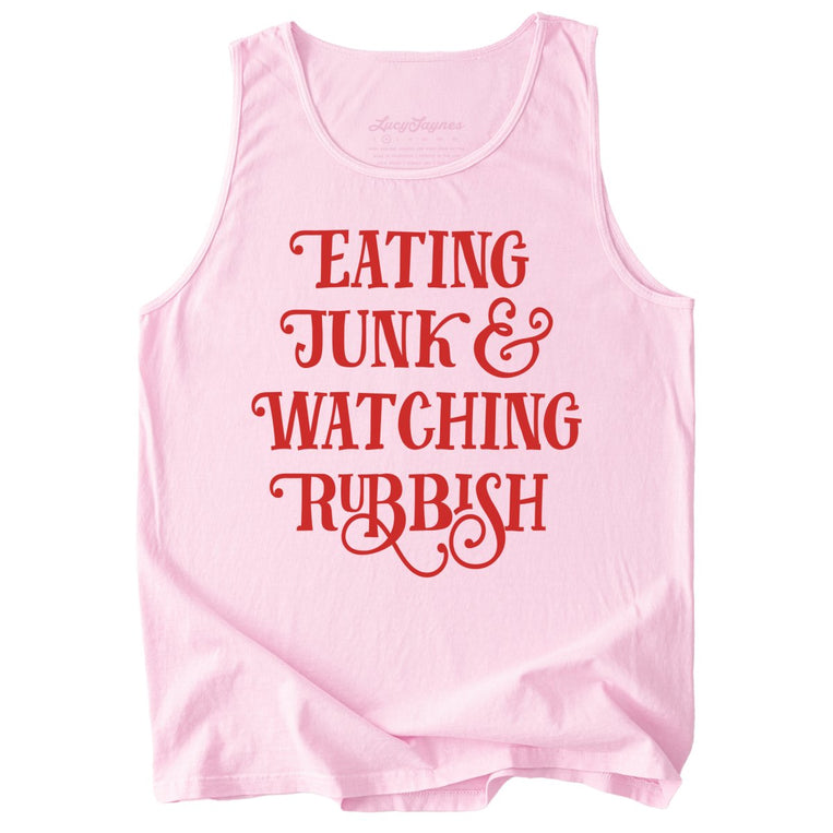 Eating Junk And Watching Rubbish Comfort Colors Graphic Tank Top - Blossom