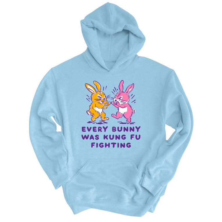 Every Bunny Was Kung Fu Fighting - Light Blue - Unisex Hoodie