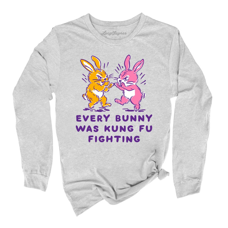 Every Bunny Was Kung Fu Fighting - Athletic Heather - Unisex Long Sleeve T-Shirt