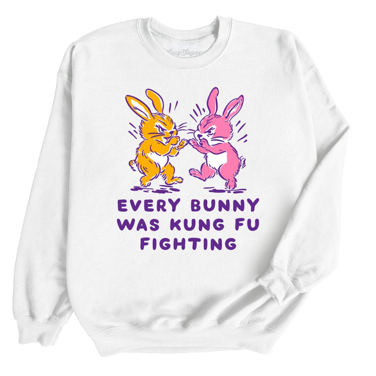 Every Bunny Was Kung Fu Fighting - White - Unisex Sweatshirt