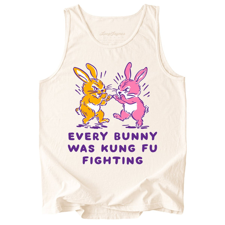 Every Bunny Was Kung Fu Fighting Comfort Colors Graphic Tank Top - Ivory