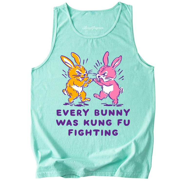 Every Bunny Was Kung Fu Fighting Comfort Colors Graphic Tank Top - Island Reef