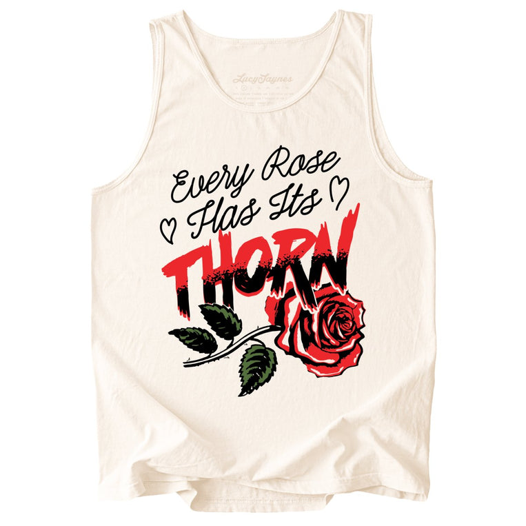 Every Rose Has It's Thorn Comfort Colors Graphic Tank Top - Ivory