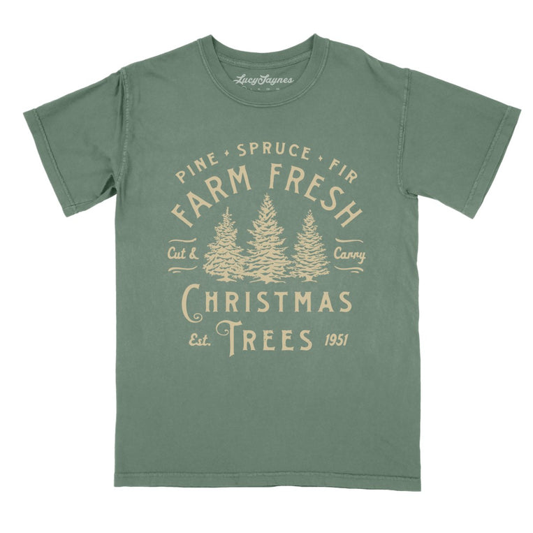 Farm Fresh Christmas Trees - Moss - Comfort Colors Tee