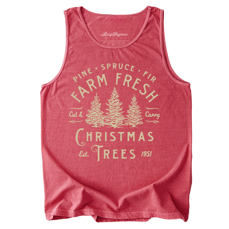 Farm Fresh Christmas Trees Comfort Colors Graphic Tank Top
