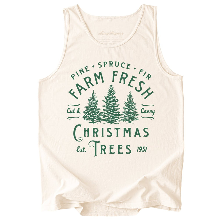 Farm Fresh Christmas Trees Comfort Colors Graphic Tank Top - Ivory