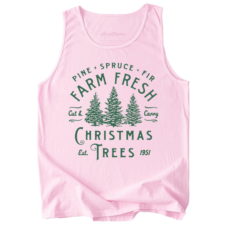 Farm Fresh Christmas Trees Comfort Colors Graphic Tank Top - Blossom
