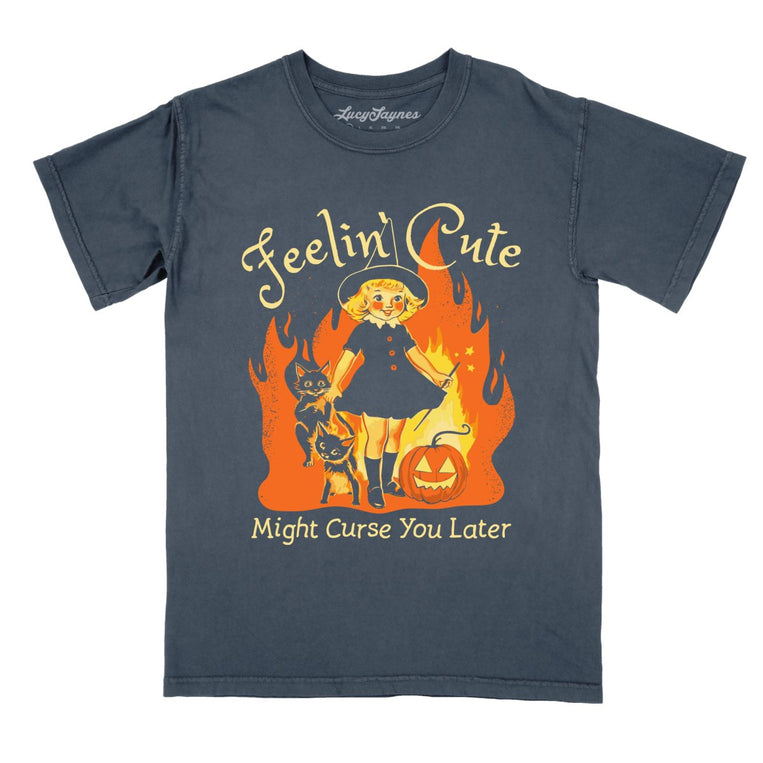 Feelin' Cute Might Curse You Later - Denim - Full Front