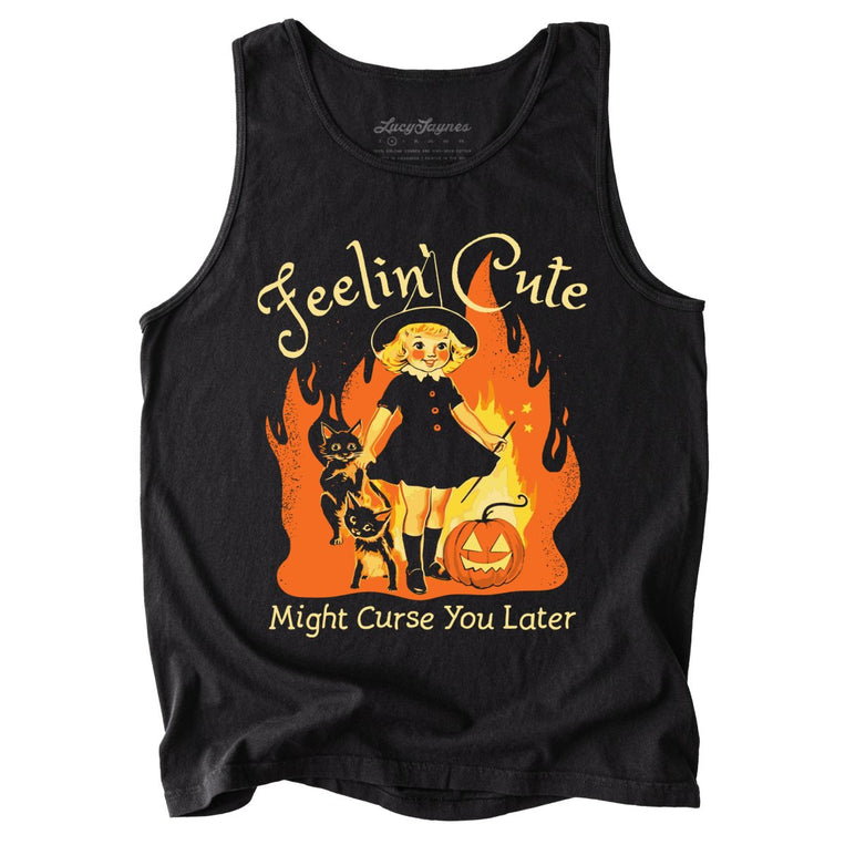 Feelin' Cute Might Curse You Later Comfort Colors Graphic Tank Top