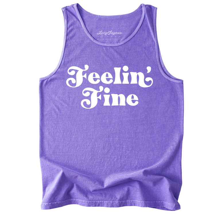 Feelin' Fine Comfort Colors Graphic Tank Top - Violet
