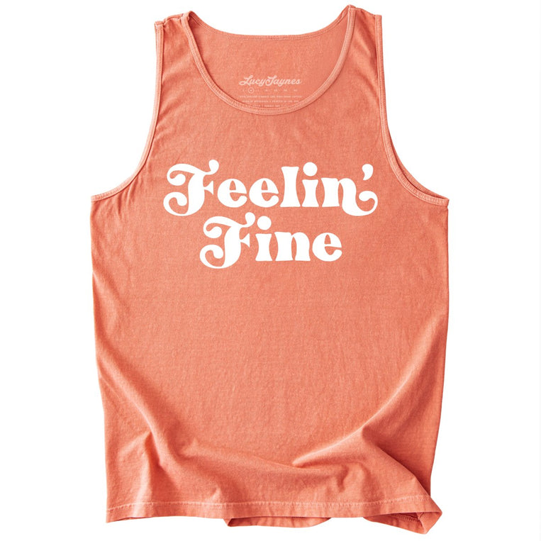 Feelin' Fine Comfort Colors Graphic Tank Top - Terracotta