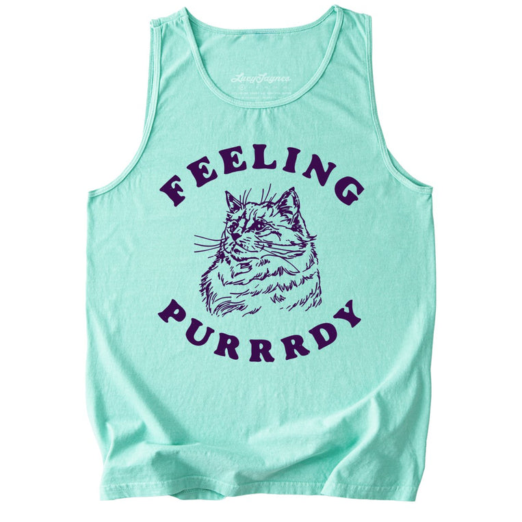 Feeling Purrrdy Comfort Colors Graphic Tank Top - Island Reef